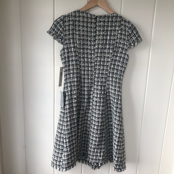 2xHP🎉NWT ELIZA J Black & White Tweed Dress - Picture 3 of 13
